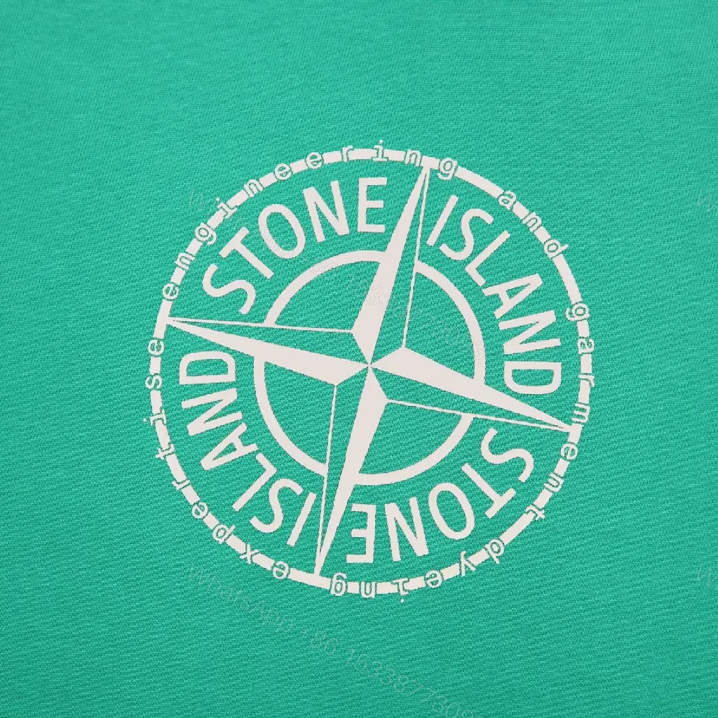 View 7 of Green Stone Island Crest Tee: Premium Cotton, Relaxed Fit