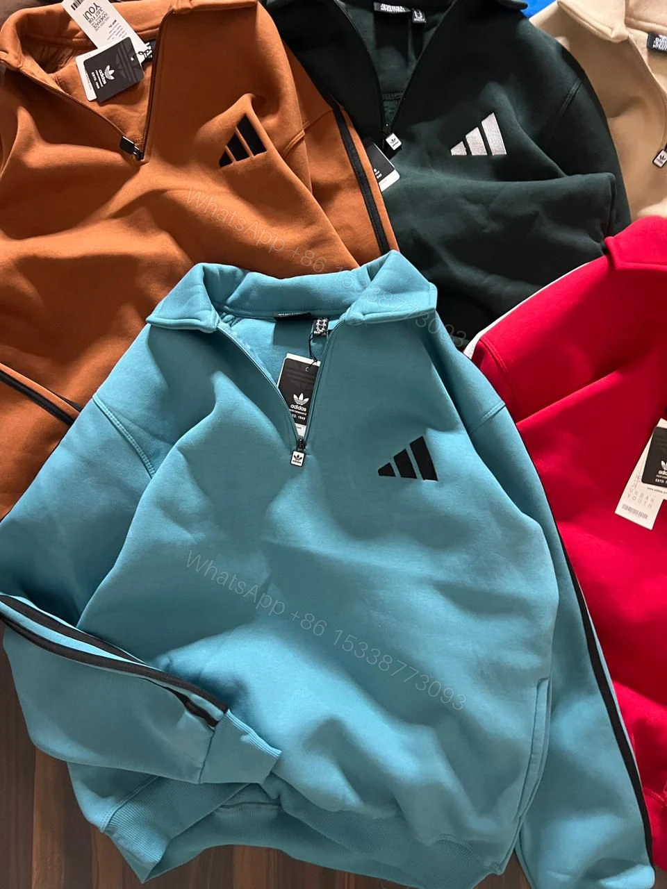 View 7 of FIRST COPY ADIDAS 3-Thread cotton fleece Half zip upper