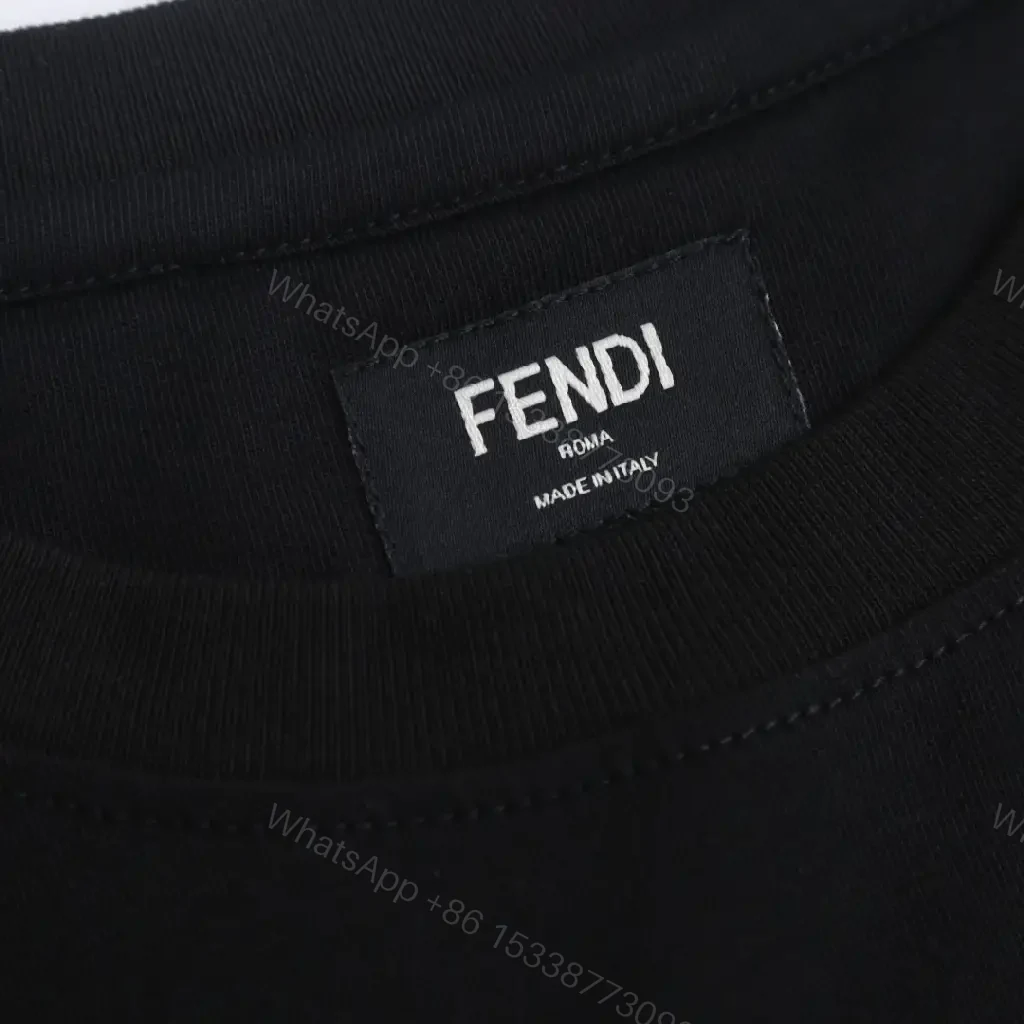 View 9 of Black Cotton T-shirt with Embroidered Logo - Relaxed Fit, Luxury Style