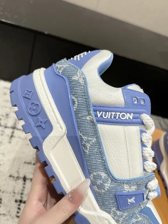 View 2 of Textured LV Luxe Sneaker: Premium Leather-Mesh Comfort High-Top