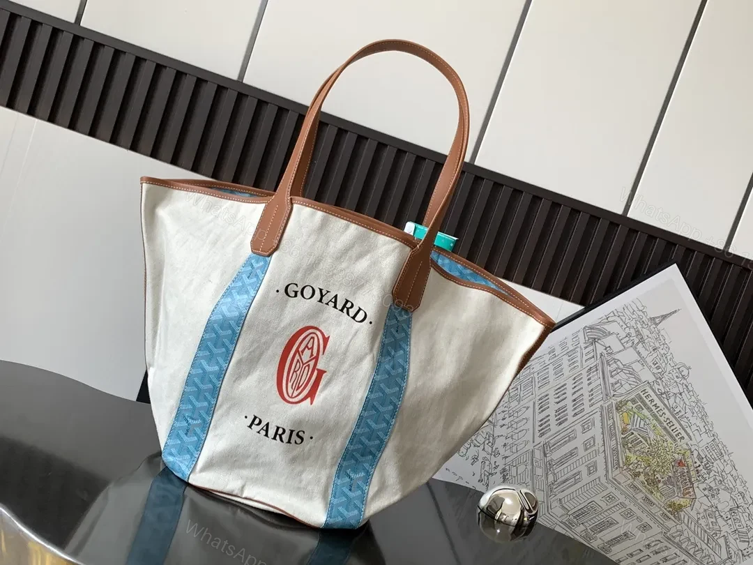 Canvas Tote: Signature Stripes, Cognac Handles, Everyday Luxury — view 1