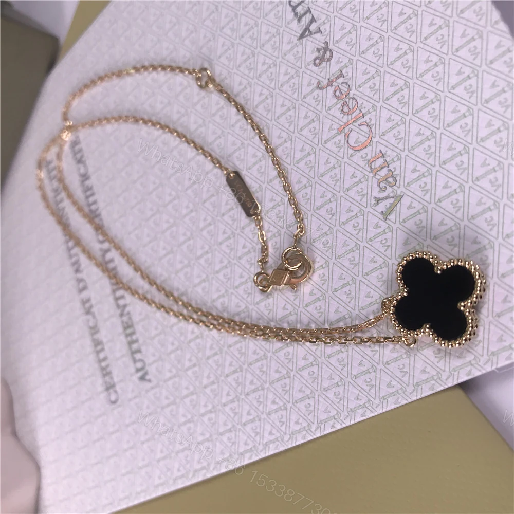 VCA Alhambra Pendant Necklace Onyx Yellow Gold VCARA45800 — view 1