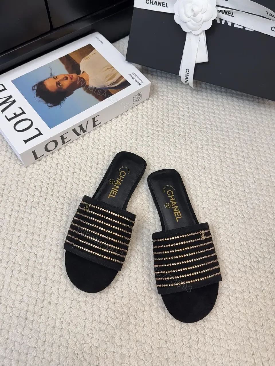 View 9 of Chic Slip-Ons: Striped Embellished Luxe Mules