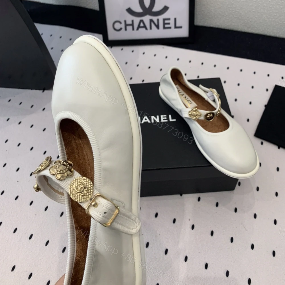 View 5 of 高仿Chanel*G45778T圓頭塔扣瑪麗珍鞋白色免檢版