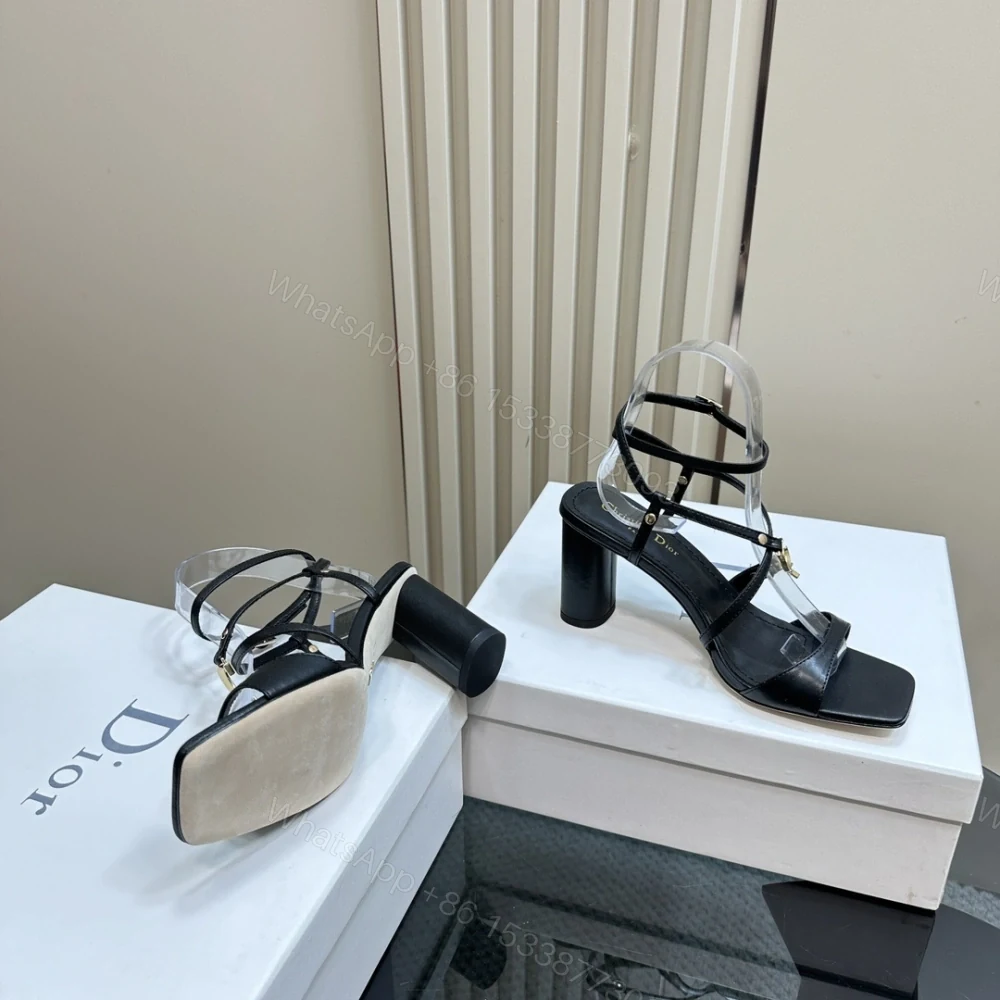 View 6 of 高仿Dior*Cest系列KCO069金屬配飾露趾高跟涼鞋黑色8CM免檢版