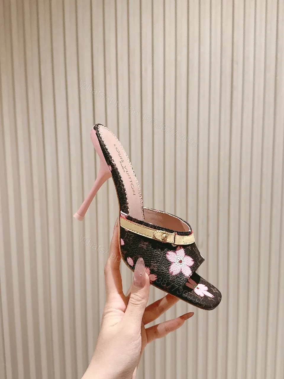View 5 of Pink Floral Embroidered Slip-Ons: Luxe Everyday Flats