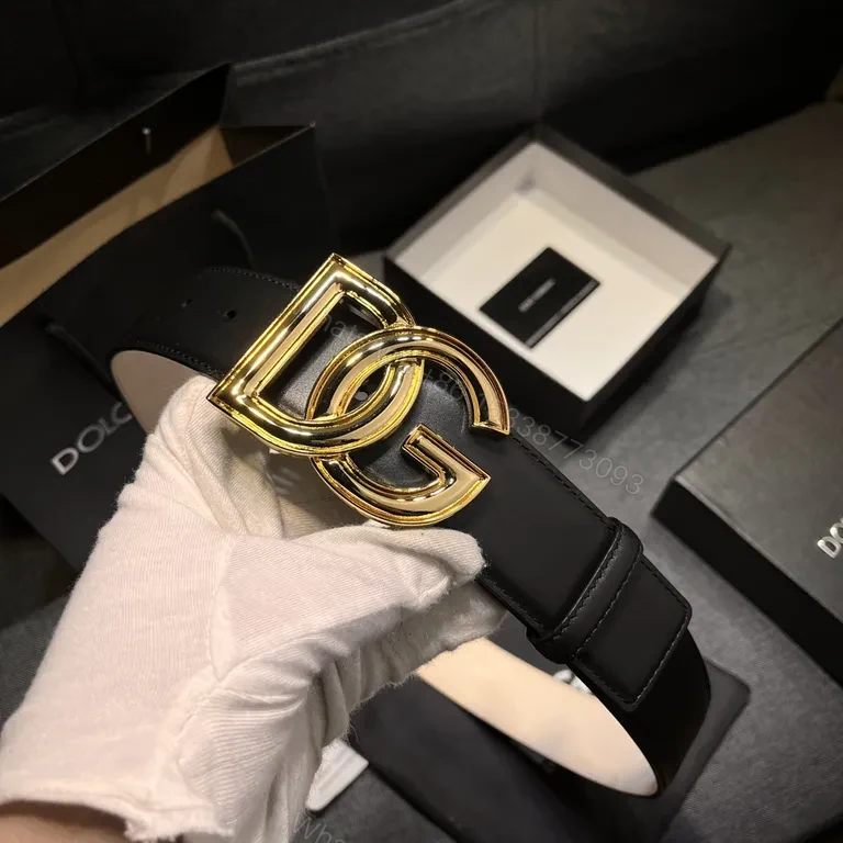 View 6 of Lux Black Leather Belt with DG Gold Buckle