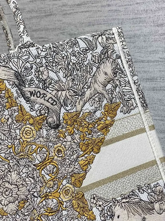 View 7 of Bold Textured Carrier Tote: Multi-Texture Dior Print