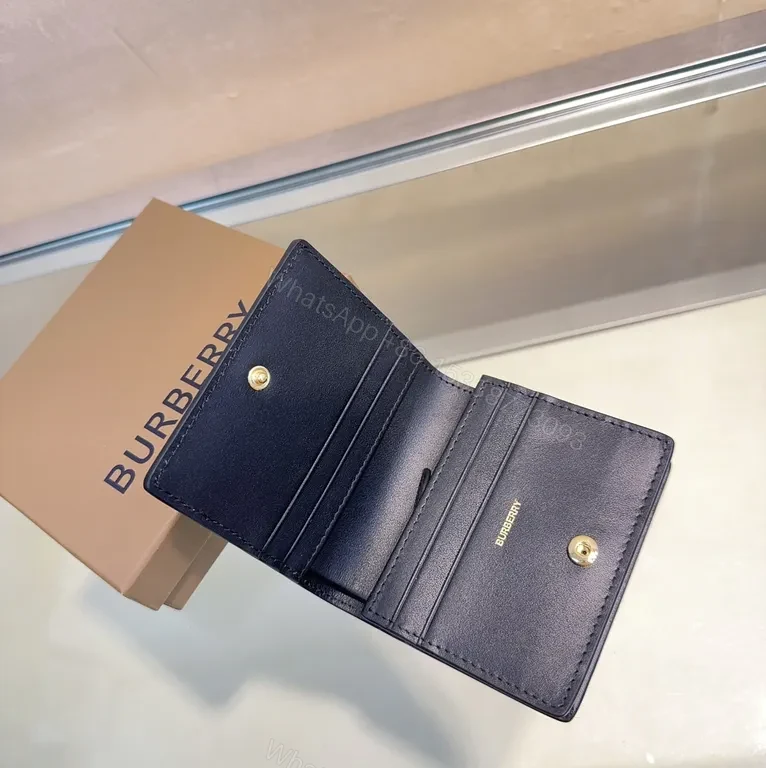 View 4 of Iconic Burberry Check Leather Wallet: Slim, Gold Clasp, Bi-Fold
