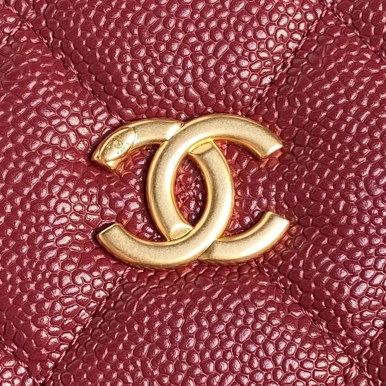 View 5 of Burgundy Leather Quilted Bag + Gold-Chain Strap + Luxury Crossbody Camera Bag