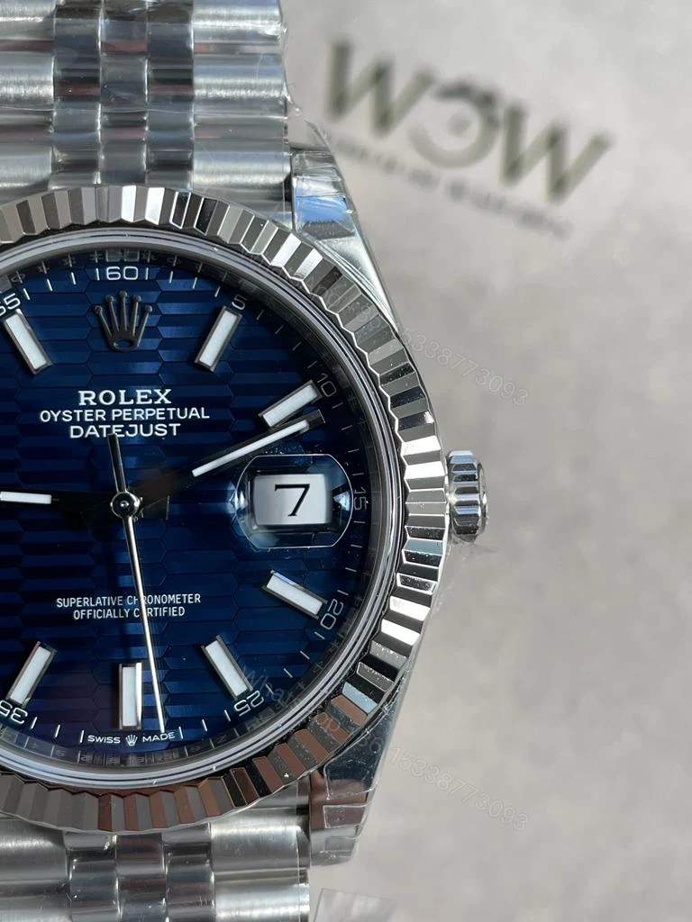 View 5 of VSF Factory 1:1 Rolex Datejust 41mm 126334 904L SS Fluted Bezel Patterned Blue MOTIF Dial VS3235