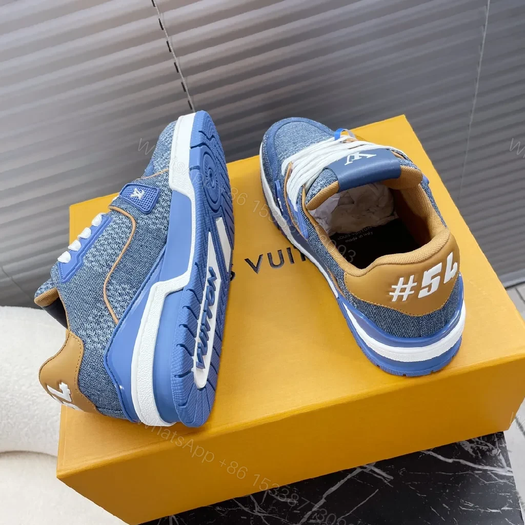 View 6 of Denim-Texture Luxe: LV-Inspired Platform Sneakers
