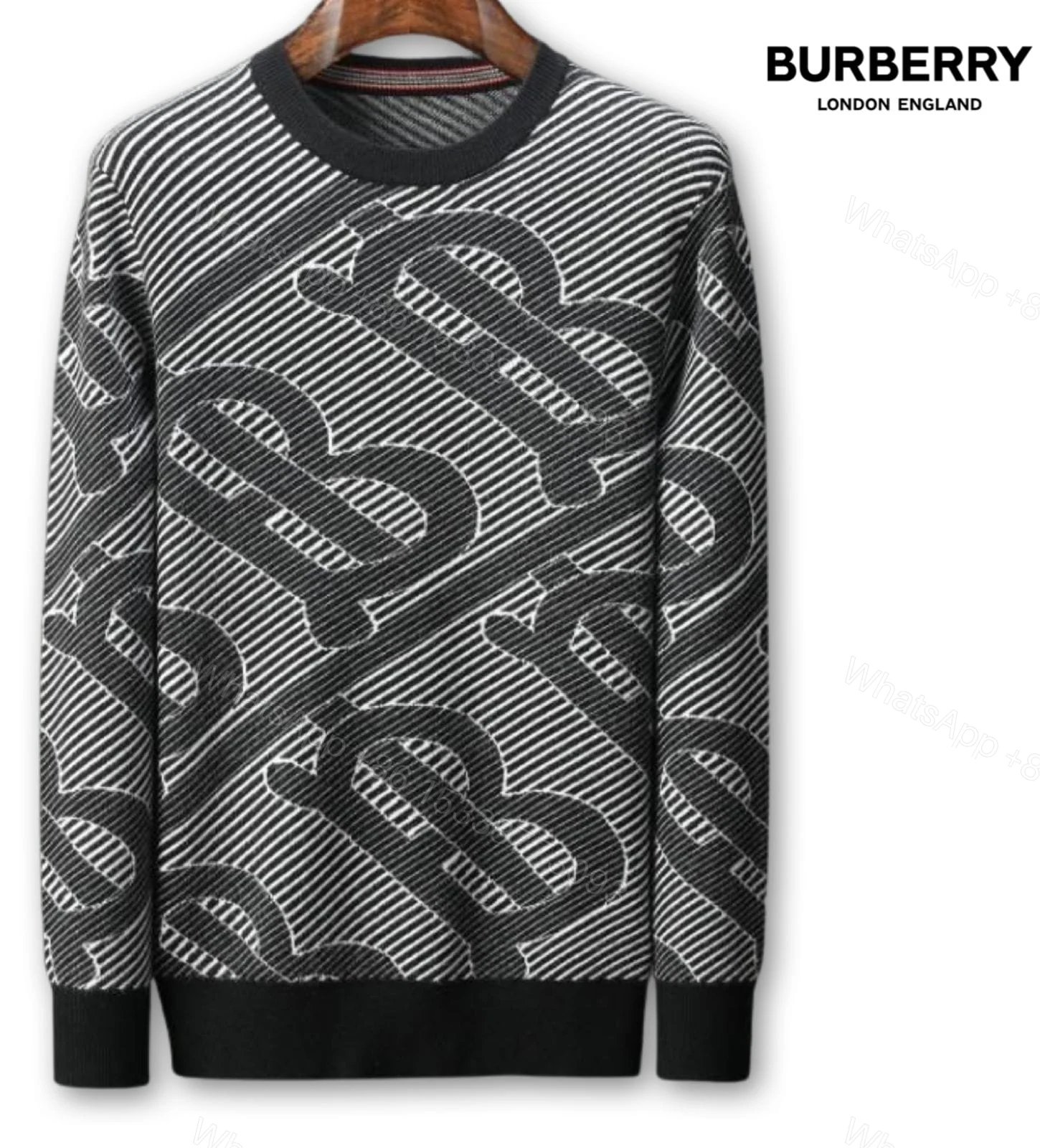 View 4 of FIRST COPY BURBERRY EXCLUSIVE INTARSIA KNITTING ROUND NECK