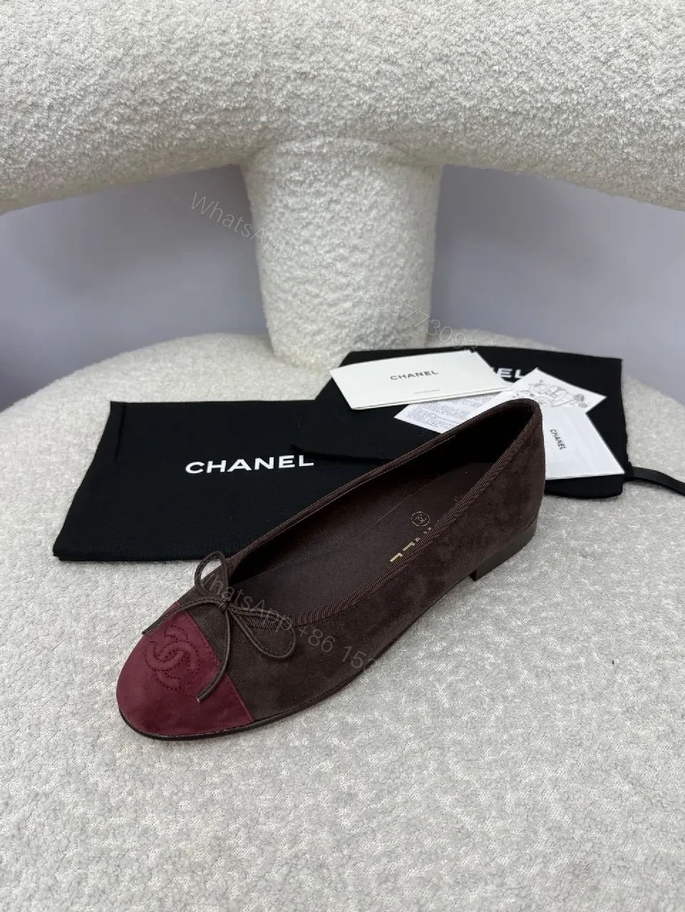 View 5 of Two-Tone Velvet Ballet Flats: Signature Crest Detail, Luxury