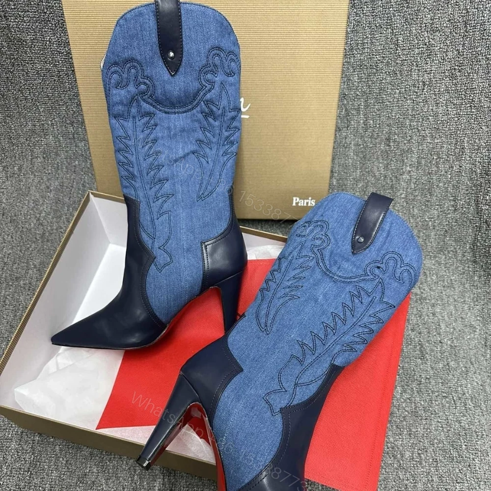 View 6 of CHRISTIAN LOUBOUTIN SANTIABOOTY 85 BOOTS DENIM BLUE 32404636603