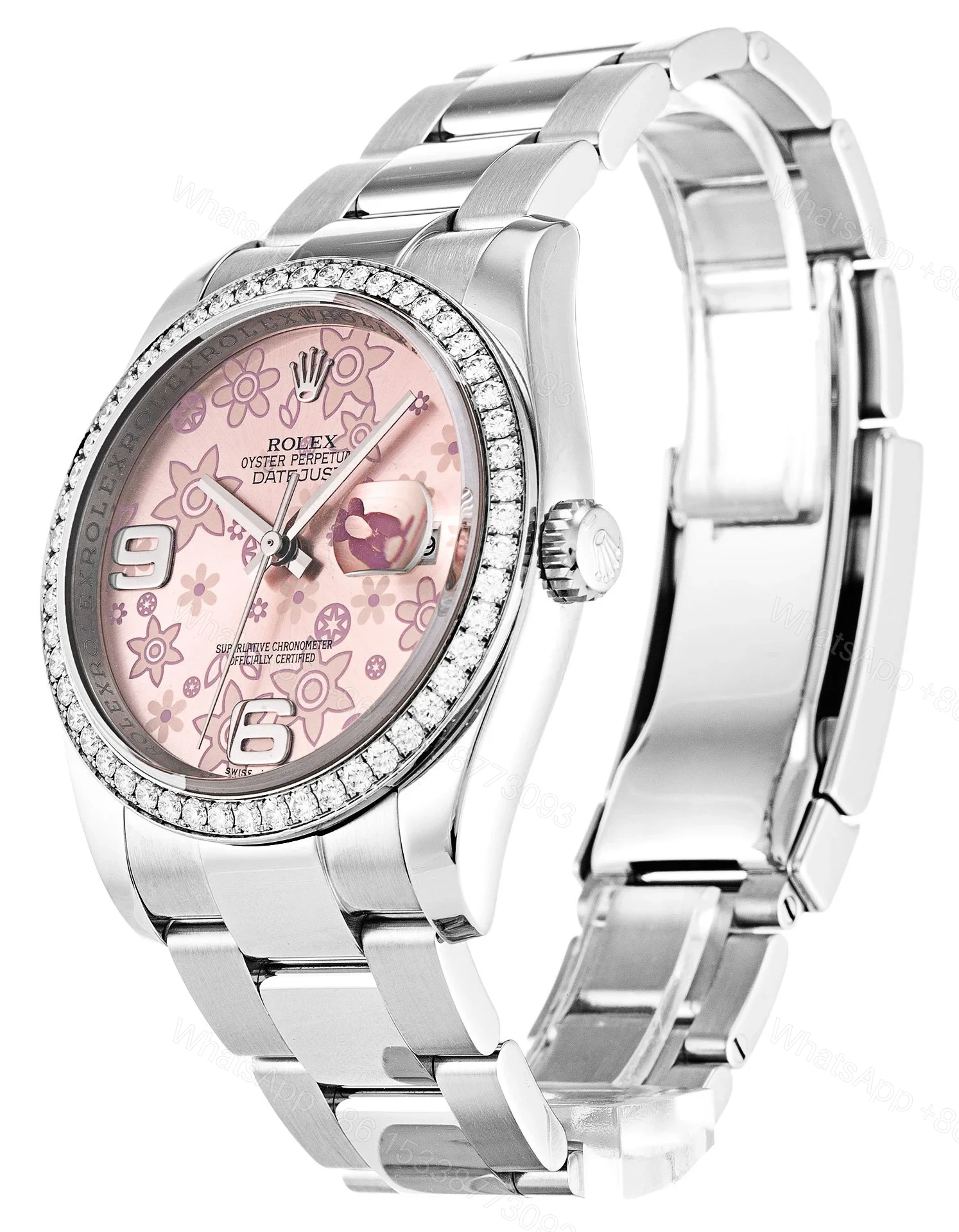 View 2 of Replica Rolex Datejust Pink Floral Dial 116244 36 mm