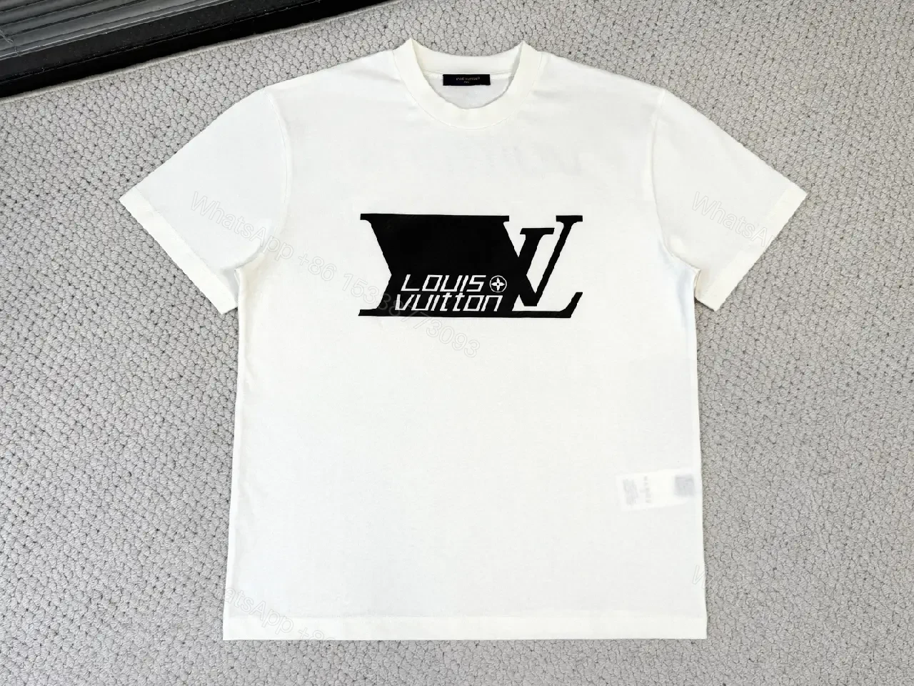 View 2 of White Cotton Graphic Tee, Bold Logo, Streetwear Essential
