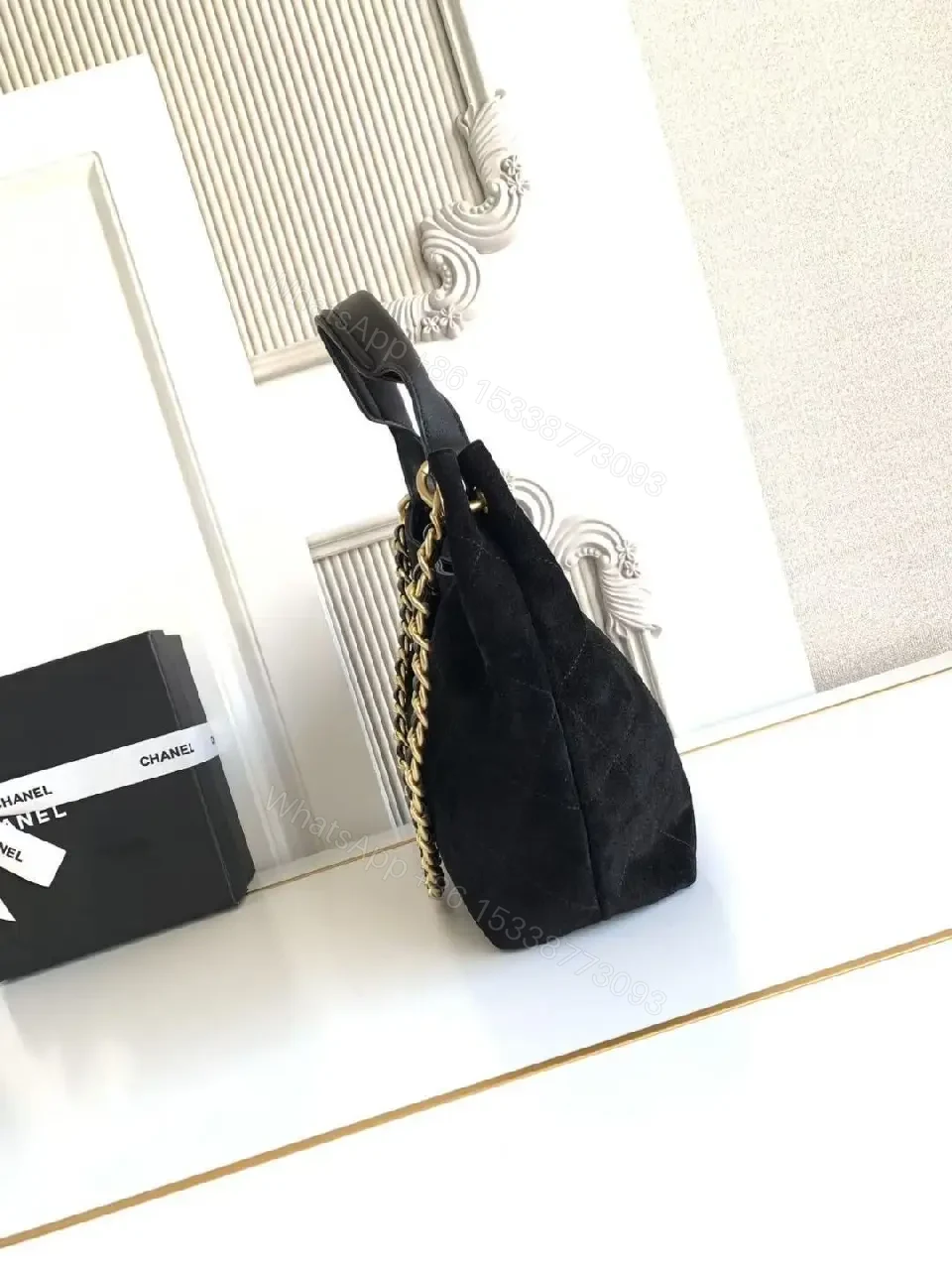 View 2 of Chic Black Quilted Bag with Gold Chain: Everyday Luxury