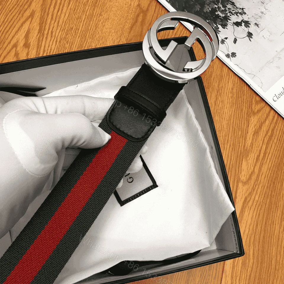 View 6 of GUCCI MEN’S WEB STRIPED CANVAS BELT – B9