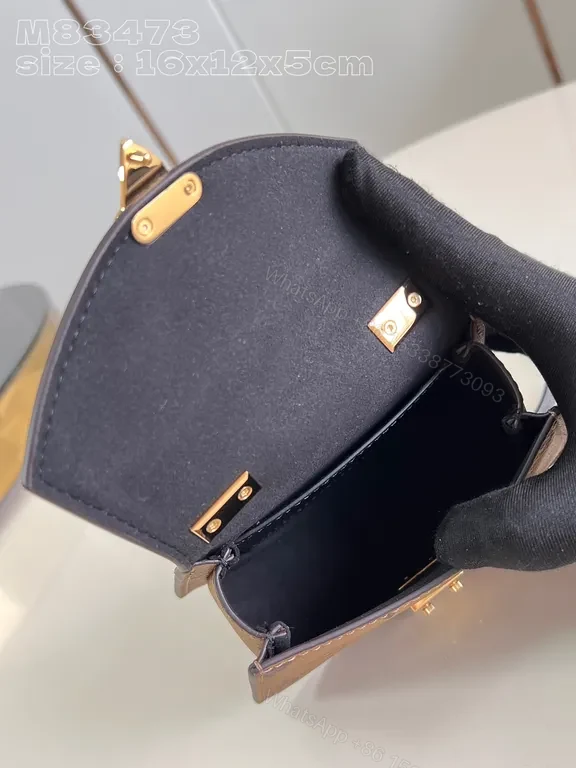 View 3 of Compact Monogram Luxe Handbag: Dual-Tone Gold Lock