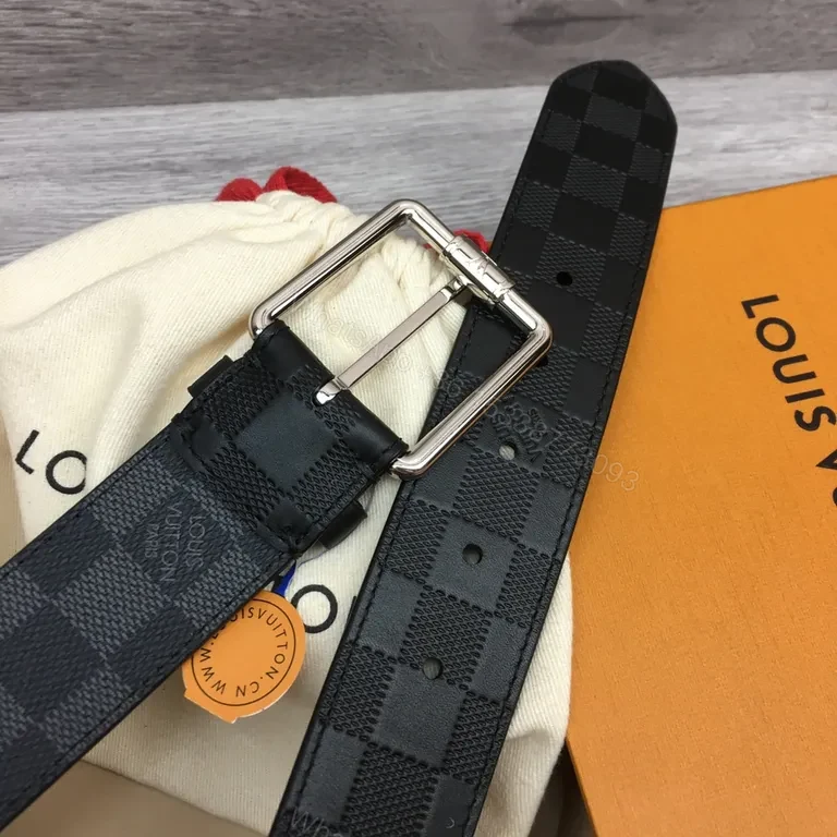 View 7 of Black Damier Belt with Signature Hardware - Luxe Coated Canvas