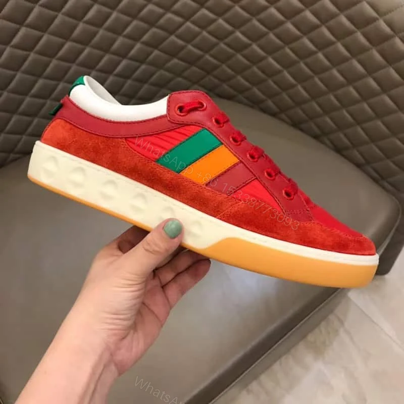 View 3 of GUCCI MEN’S RED LEATHER AND NYLON SNEAKERS – GC62