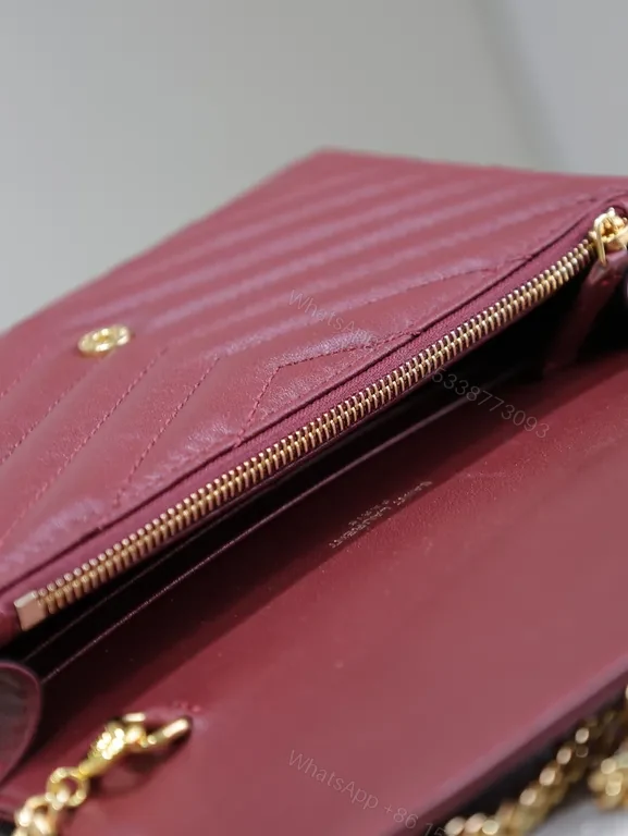View 7 of Chic Quilted Envelope Bag â€“ Maroon Leather, Gold YSL Hardware