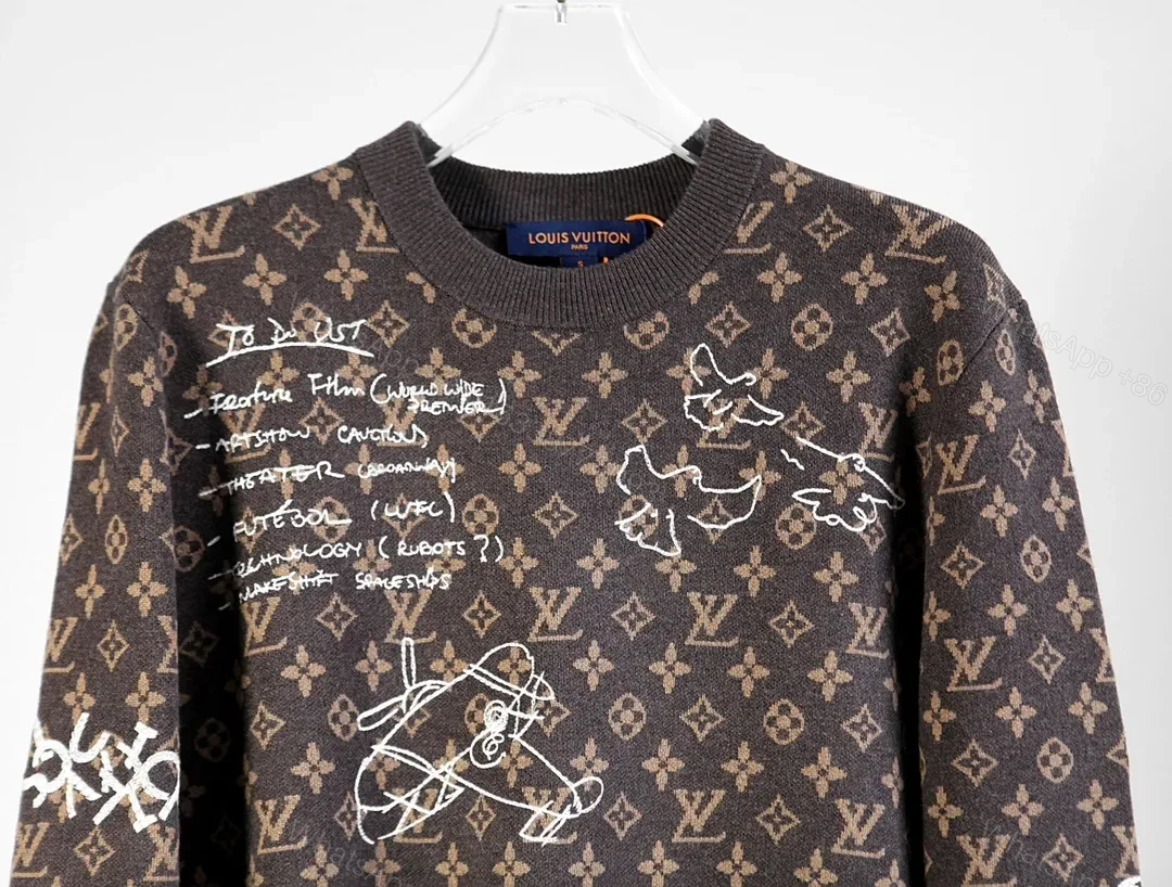 View 3 of Lux Charcoal Knit: Monogram + Hand-Drawn Graphics Knitwear