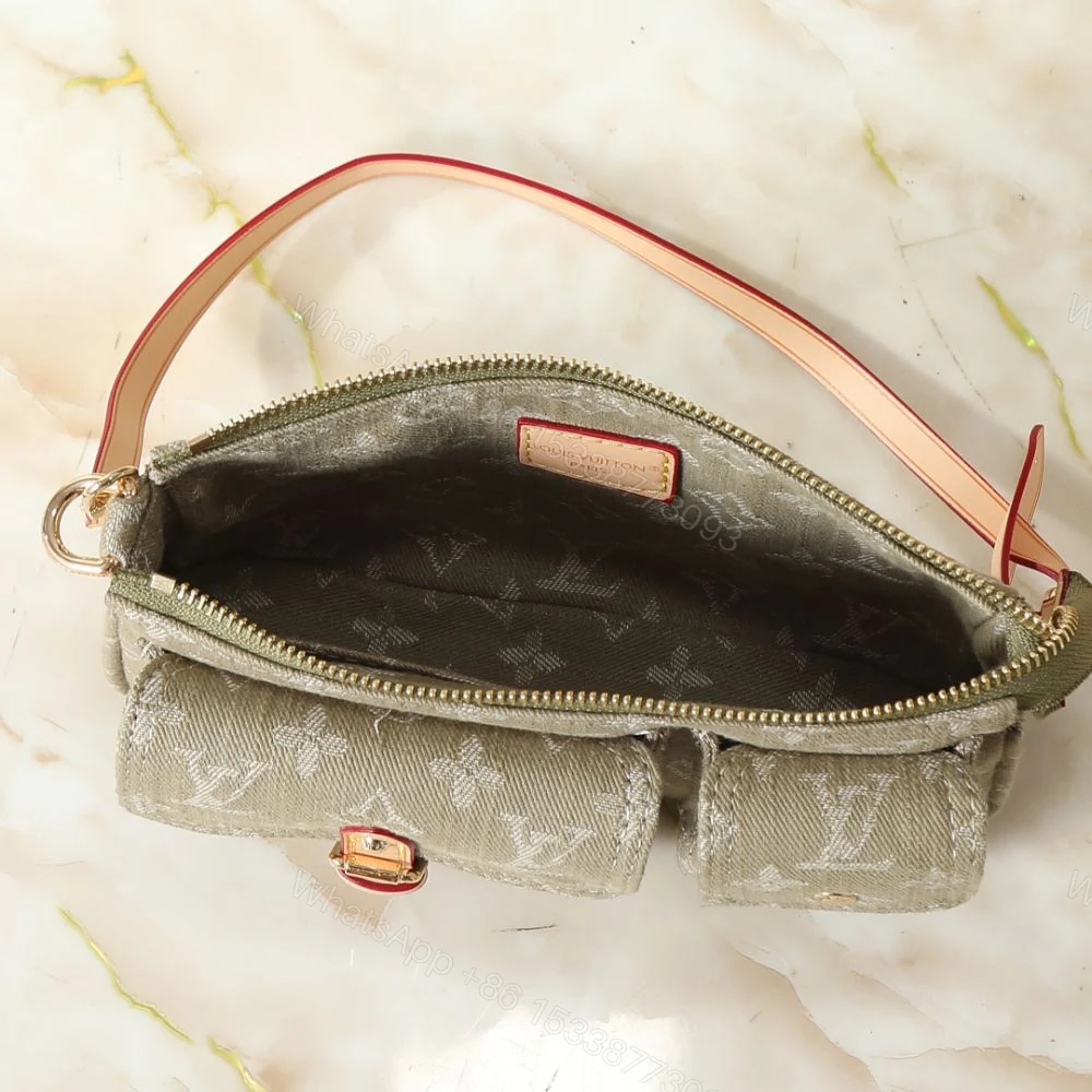 View 5 of Louis Vuitton Pochette Accessoire Cargo Khaki Denim 23cm