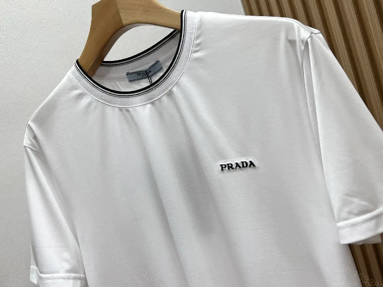 View 9 of Black Cotton T-Shirt Modern Minimalist Prada Tee