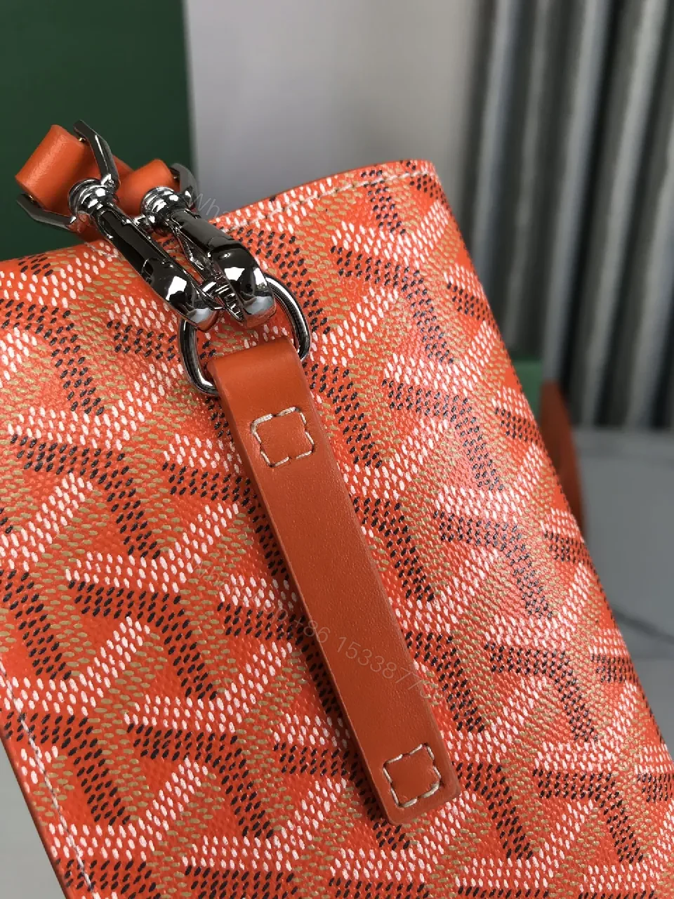 View 6 of Structured Patterned Crossbody—Bold Orange, Signature Chevron, Snap Closure