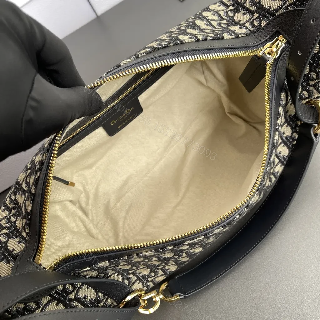 View 5 of Monogram Jacquard Shoulder Bag: Luxe Structured Style