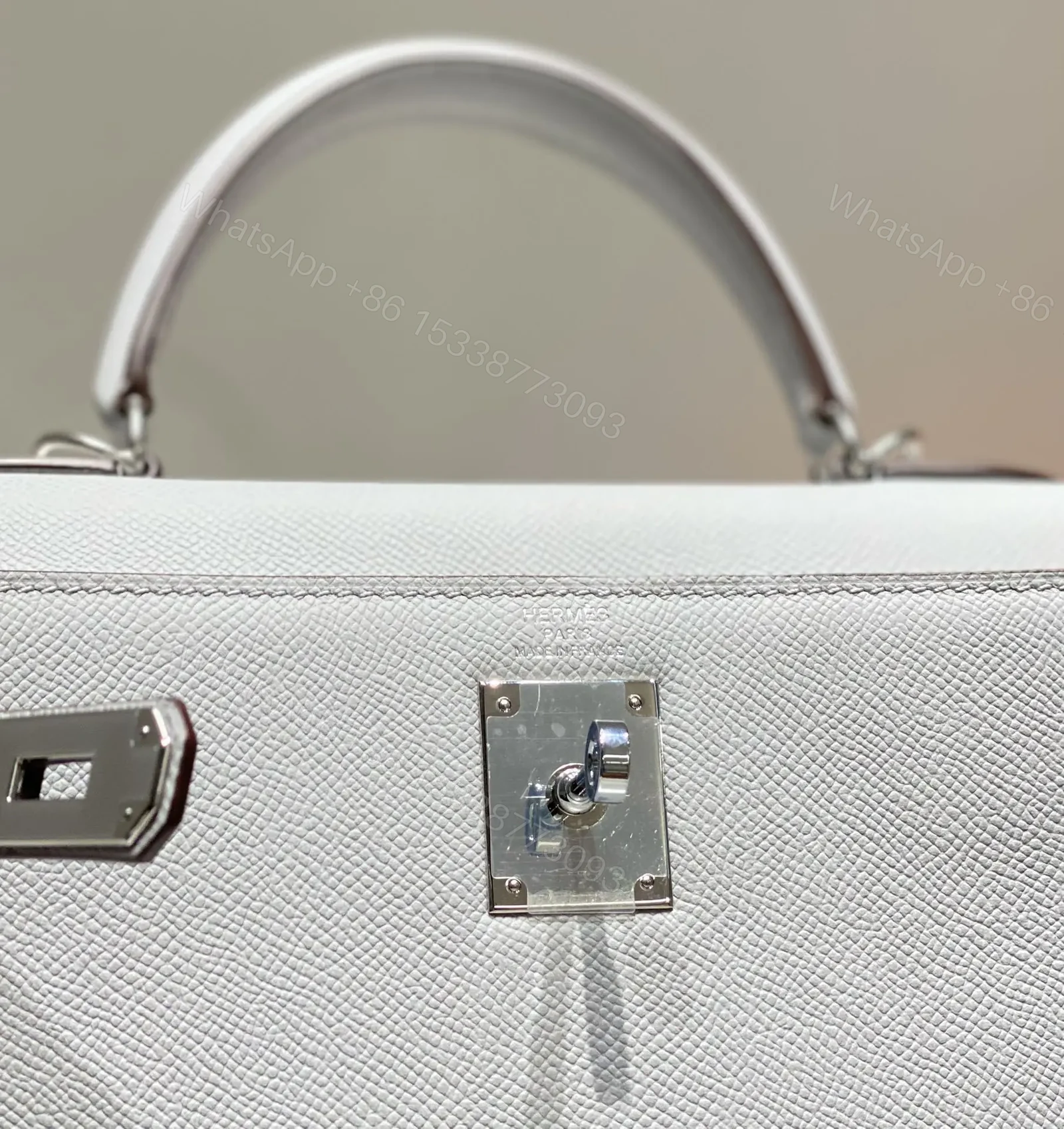 View 7 of HN 28CM IN GRIS PERLE EPSOM CALFSKIN PALLADIUM HARDWARE