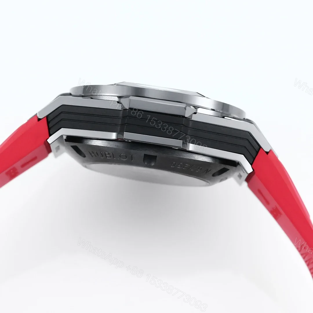 View 4 of Hublot Big Bang Sang Bleu Replica 45MM Premium Black Ceramic Red Rubber Strap Edition RG-HUBLOT-SANGBLEU-RED-45