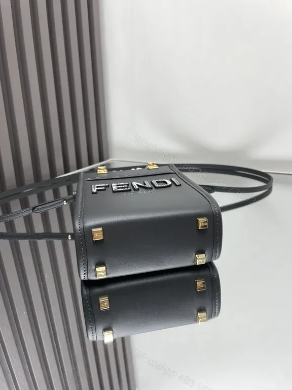 View 2 of Structured Mini Satchel: FENDI ROMA Logo Carry All