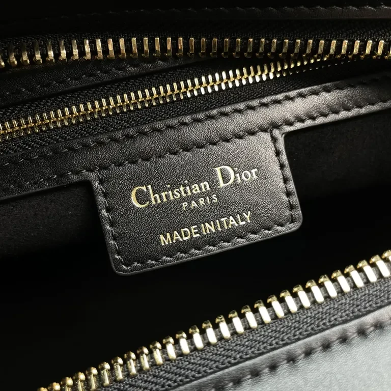 View 8 of Structured Quilted Black Calf Leather Handbag with Dior Charms