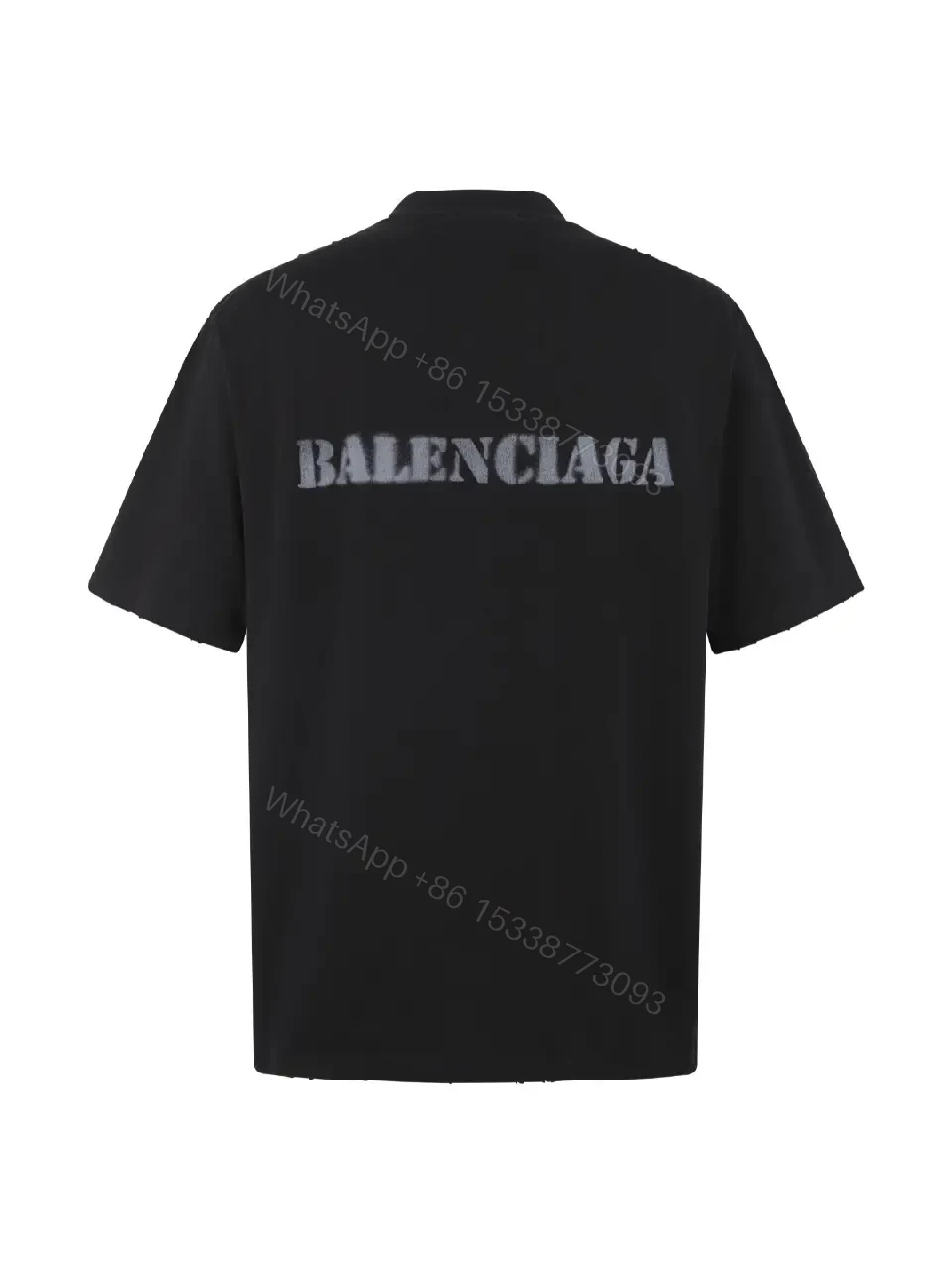 View 2 of Black Fabric Casual Oversized Tee Distressed BALENCIAGA Logo T-Shirt