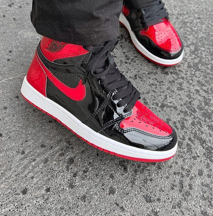 View 3 of FIRST COPY Air Jordan Retro 1 Patent Bred For Men