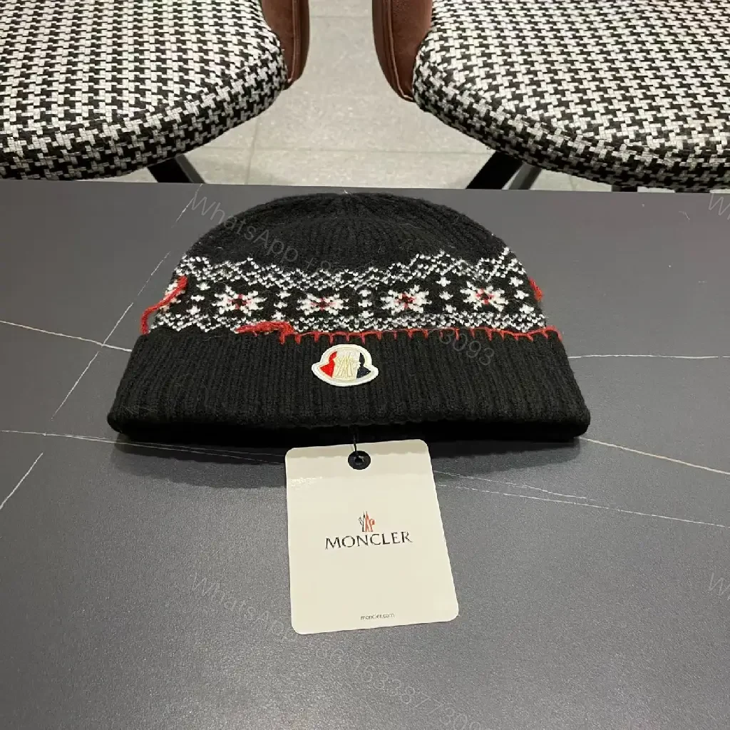 Cozy Knit Beanie – Patterned Band, Premium Badge, One-Size — view 1