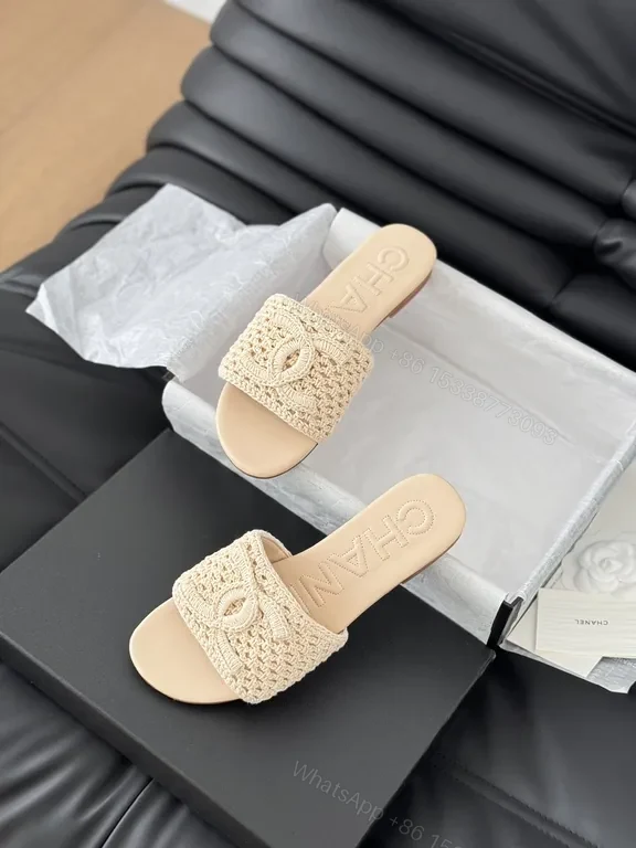 View 7 of Chanel-Style Knit Slides: Luxe Comfort & Couture Detailing