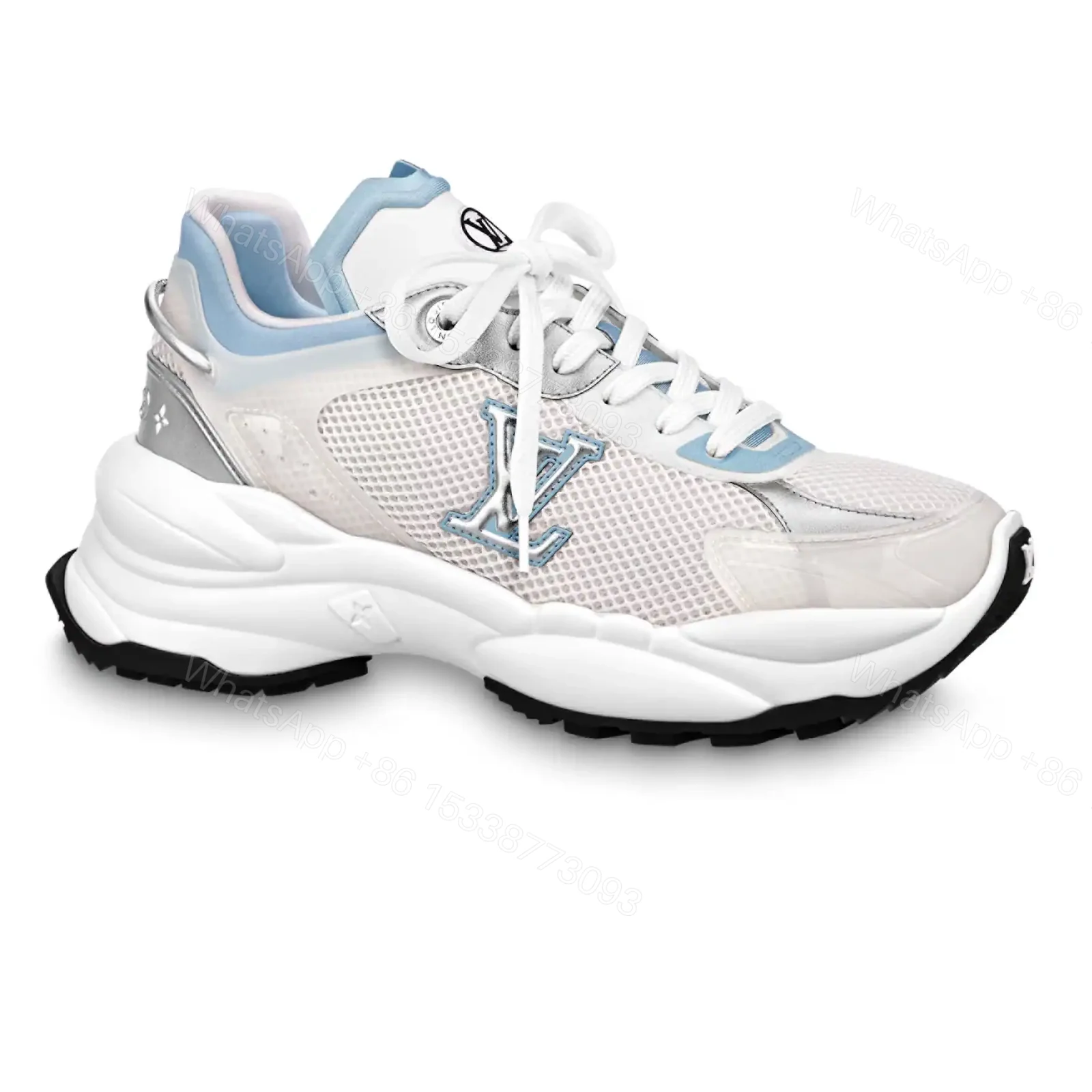 LOUIS VUITTON RUN 55 SNEAKERS IN WHITE AND BLUE – LSVT356 — view 1