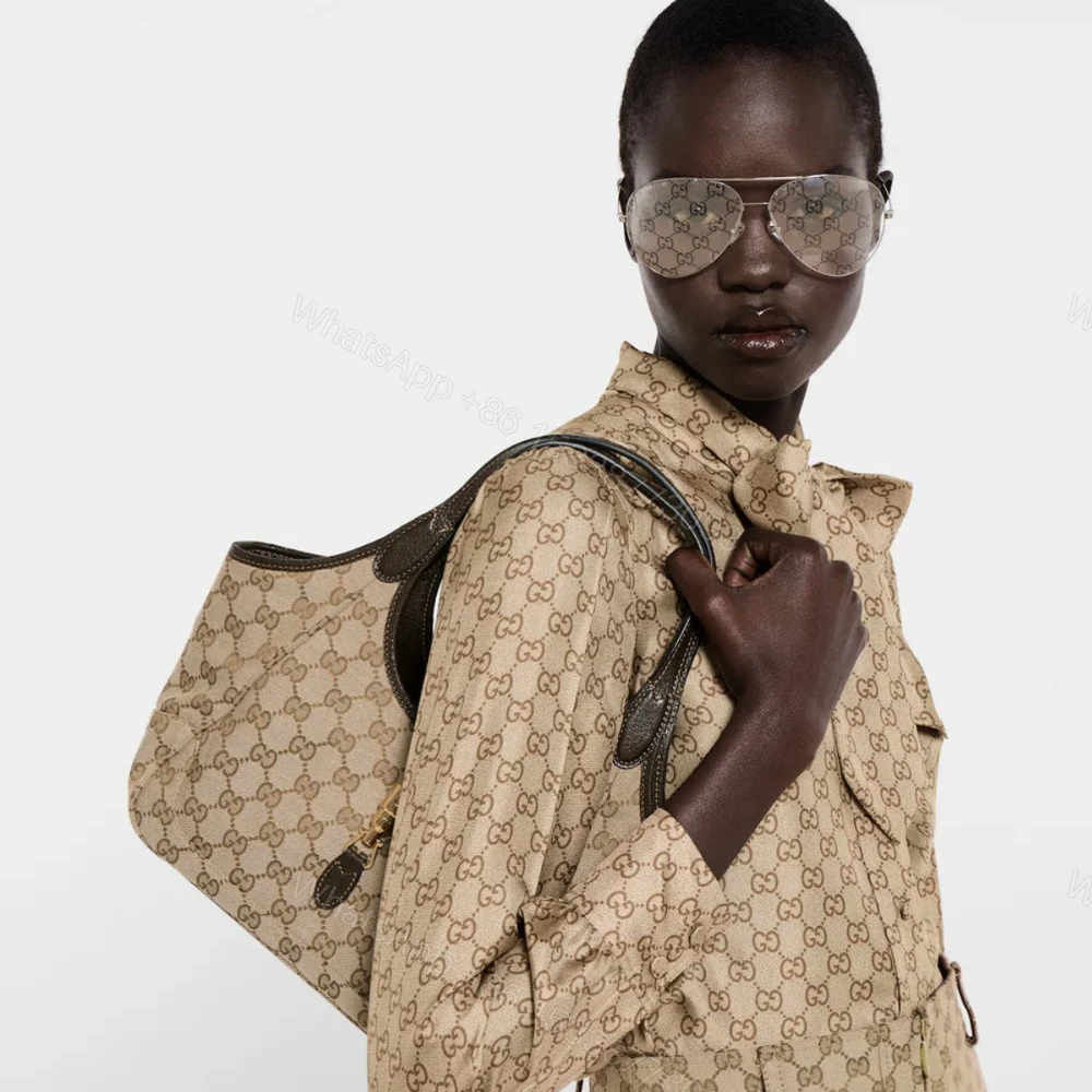 View 6 of Gucci Mercato Small Tote Bag Sand And Brown GG Canvas 25cm