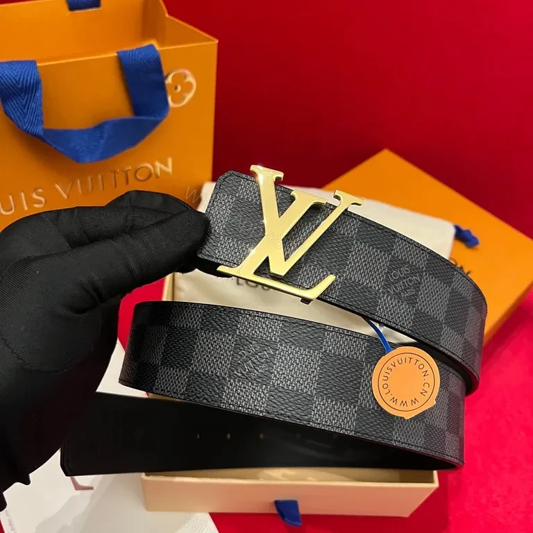 View 2 of Damier Graphene Belt: Luxury Leather, Signature LV Buckle