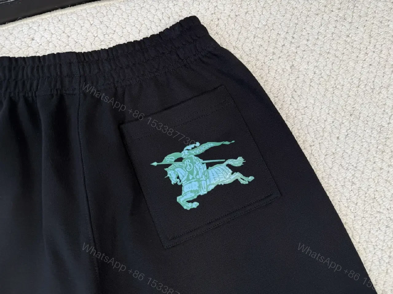 View 7 of Black Cotton Shorts, Classic, Burberry Logo Embroidery