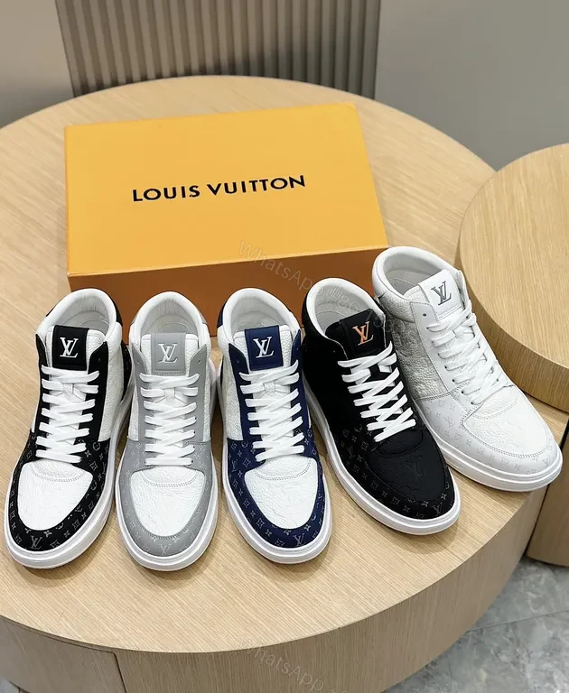 View 2 of Black Textured LV-Inspired High-Top Sneaker with Cushioned Comfort