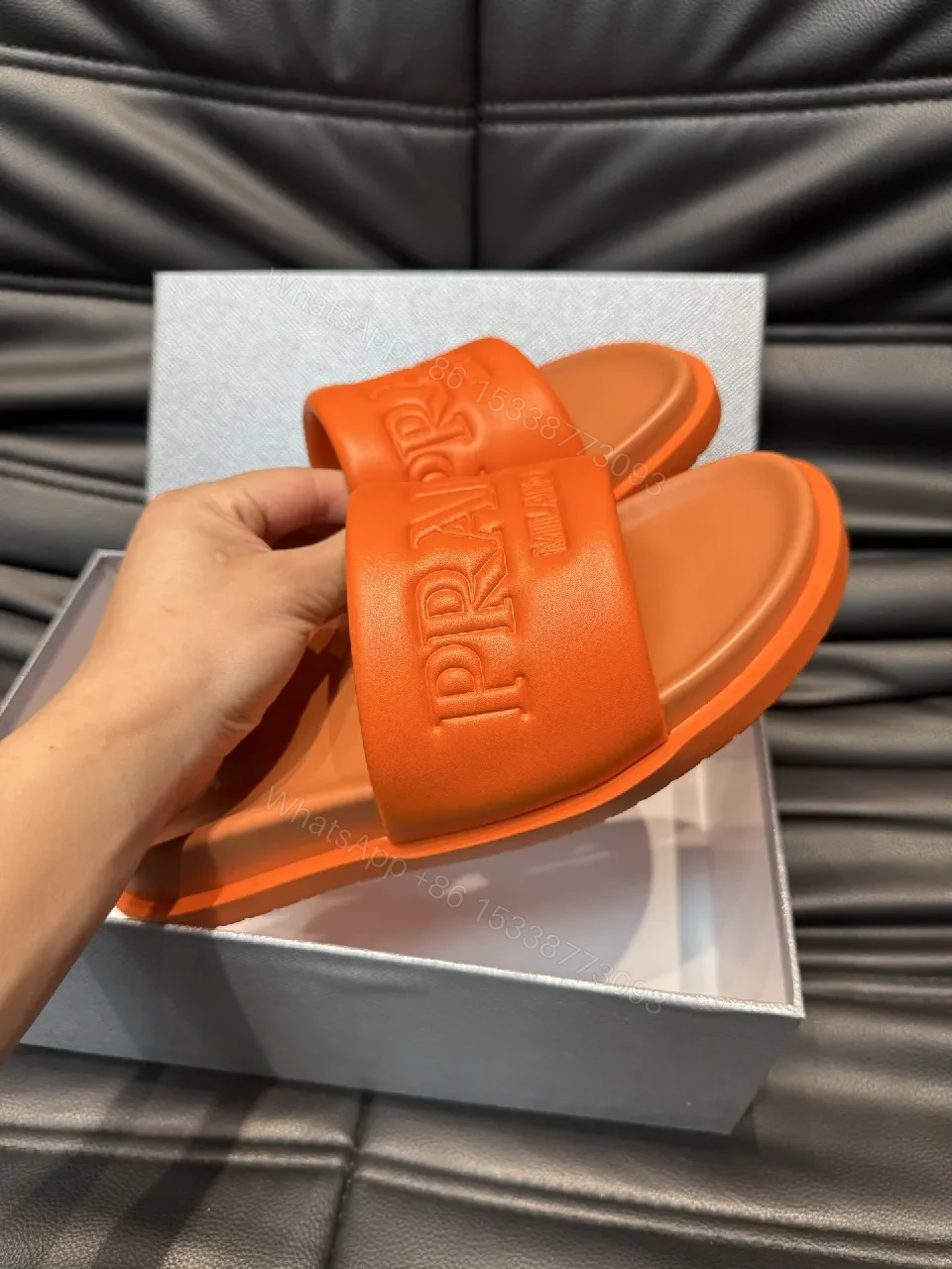 View 9 of Bold Orange Textured-Stride Slider, Premium Comfort