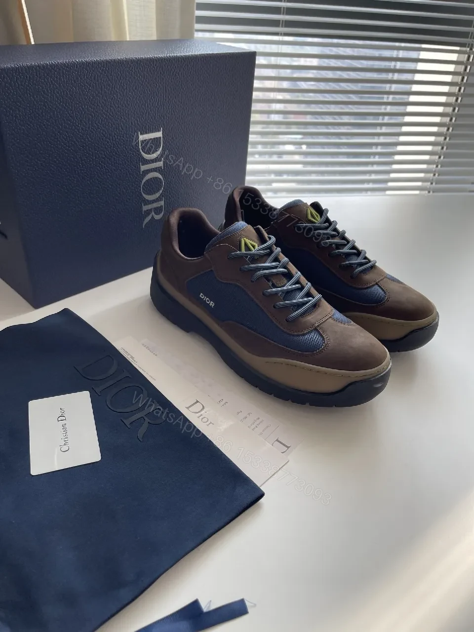Brown Suede & Navy Mesh High-Tops: Modern Contrast Sneakers — view 1