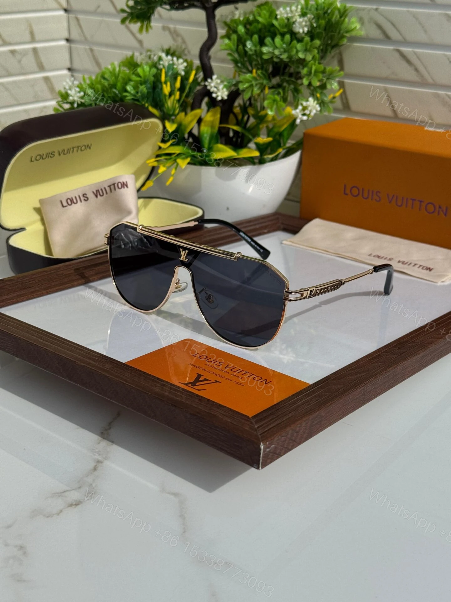 View 5 of Louis Vuitton Aviator Men’s Sunglasses Gold-Black