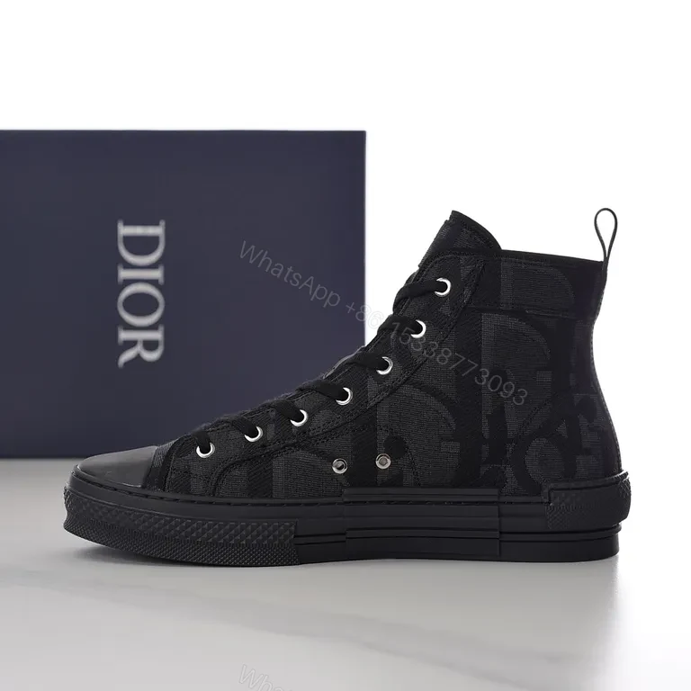 View 5 of Black Monogram Dior High-Top Sneakers with Luxe Street Style