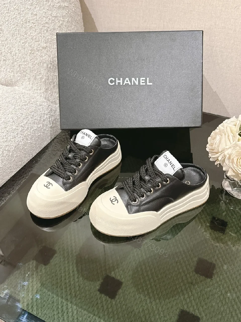 View 2 of Chic Leather Chunky-Sole Sneakers: Luxe Everyday Comfort